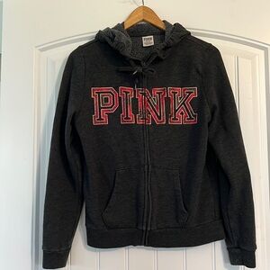 PINK Victorias Secret graphic Zip Up Hoodie Size Medium